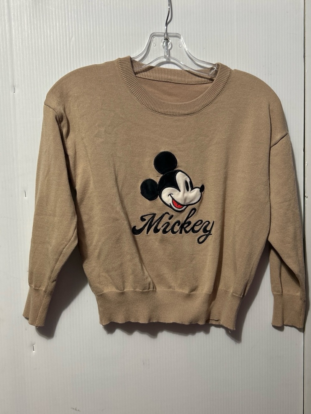 Disney Mickey Embroidered Crewneck Sweater - Beige